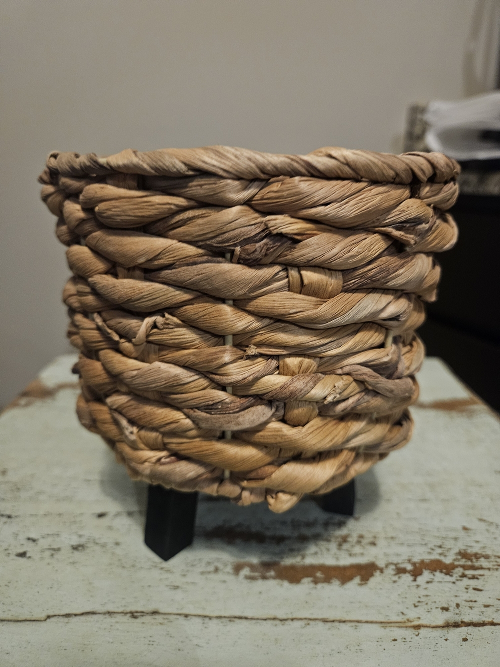 Natural Woven Planter Basket with Black Legs - Home Accents